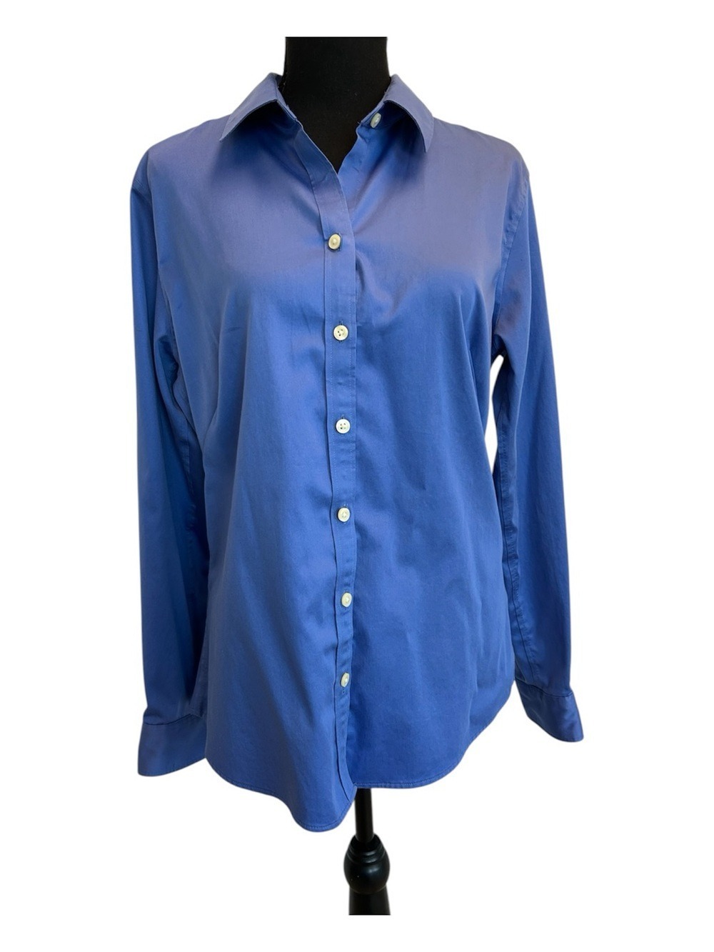 Banana republic women's blue non-iron fitted Stretch button-down shirt Sz 14